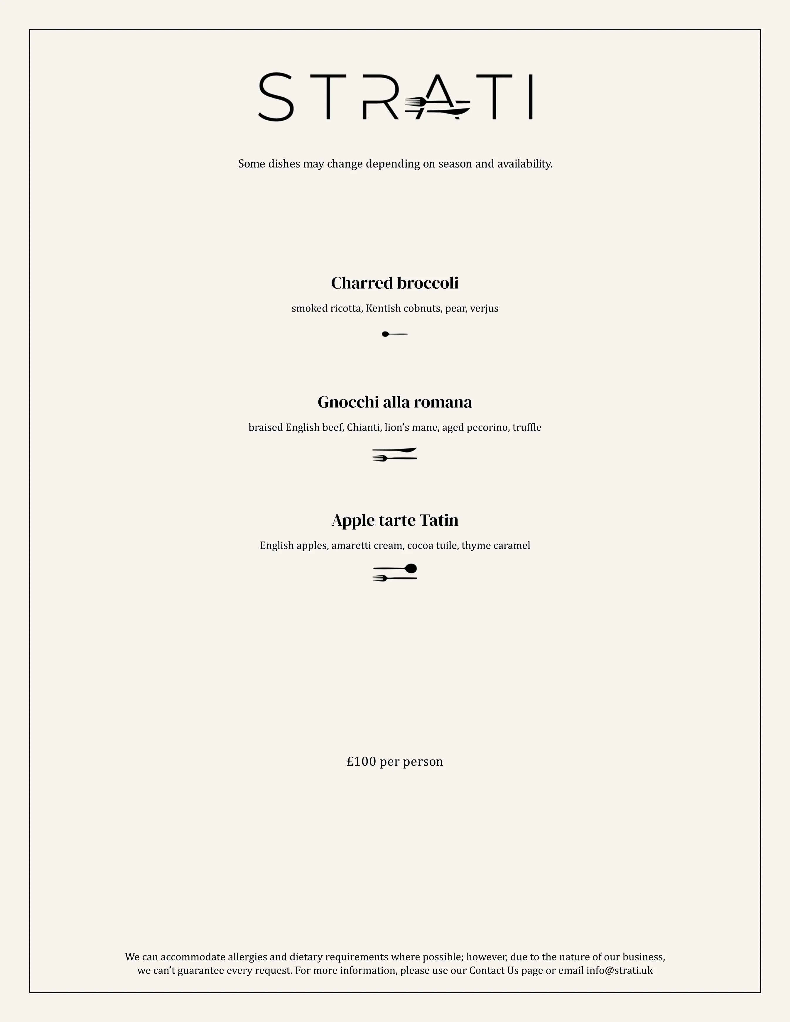 3-course menu preview